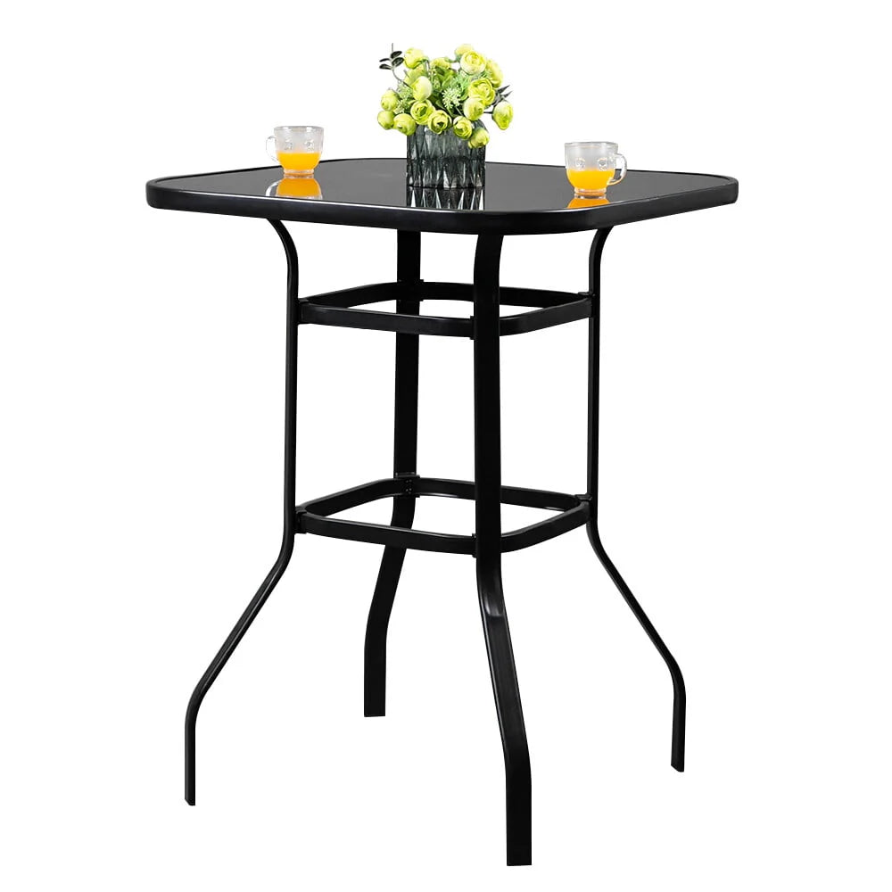 UBesGoo 51" Patio Swivel Bar Stools Set of 2, Outdoor Bar Height Patio Stools & Bar Chairs with High Back and Armrest,Black