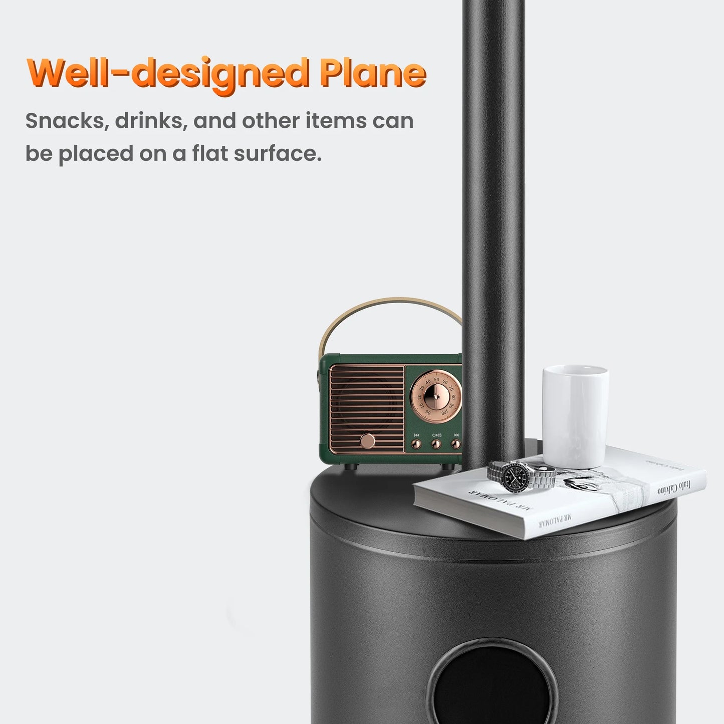 Propane Patio Heater w/12' Heating Radius, 48000 BTU Heavy Duty Heater w/Overheating Protection System, Stainless Steel Flame Heater w/Wheels, Sliver& Gray