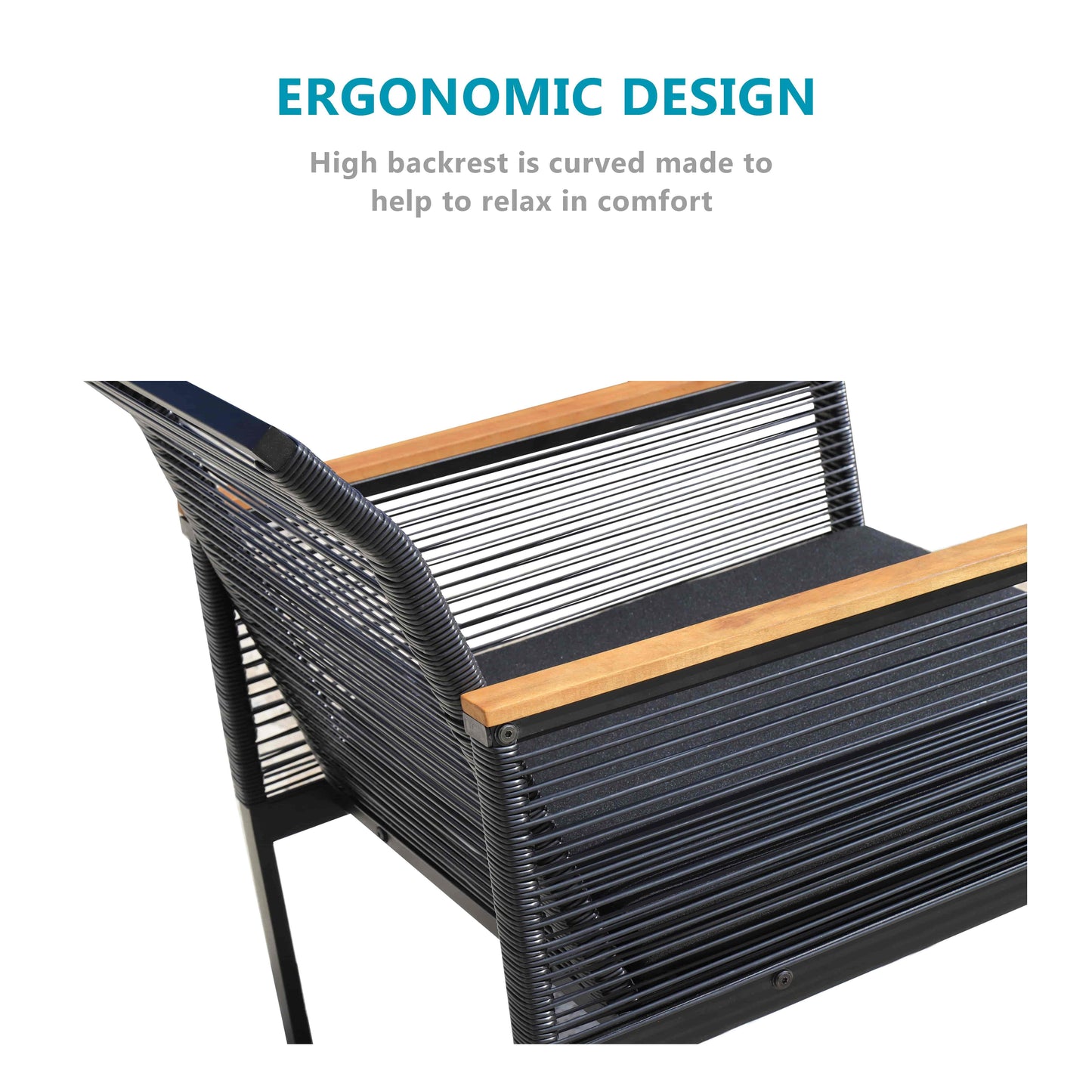 SUNTONE Patio Furniture Sofa Set - 4 Piece All Weather Wicker Outdoor Conversation Set, Rattan Chairs and Table, Black