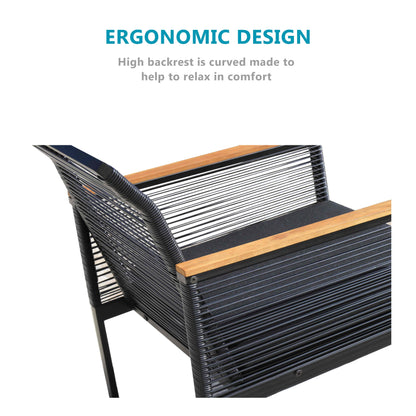 SUNTONE Patio Furniture Sofa Set - 4 Piece All Weather Wicker Outdoor Conversation Set, Rattan Chairs and Table, Black