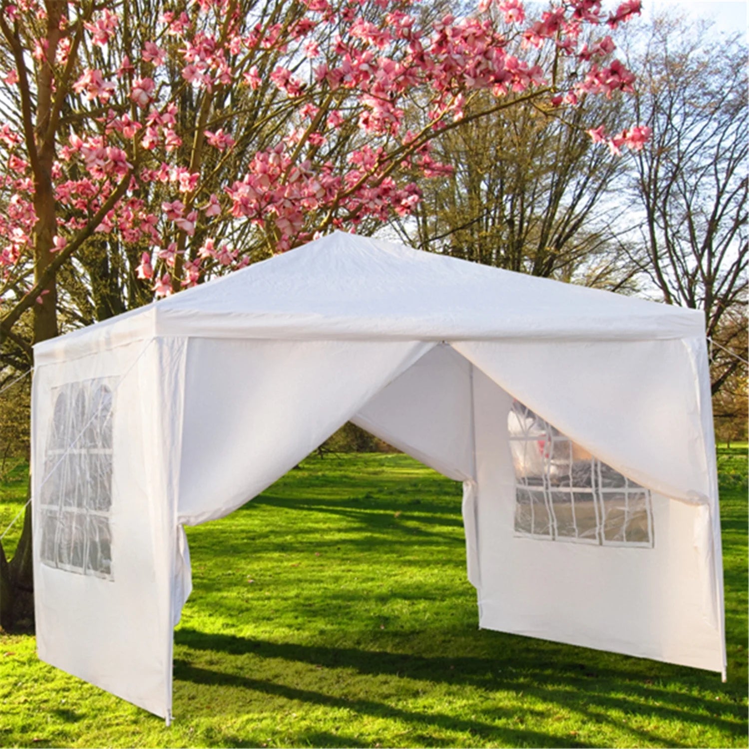 Outdoor Party Tent with 4 Side Walls, 10' x 10' White Backyard Tent for Outside, 2021 Upgraded Patio Gazebo Sunshade Shelter, Outdoor Wedding Canopy Tent for Parties Garden Pool