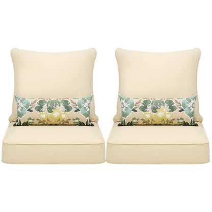 Aoodor 25 x 25 Patio Furniture Outdoor Deep Seat Cushion Beige(2 Back 2 Seater 2 Pillow )
