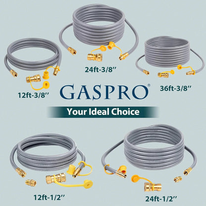 12 Feet 3/8" ID Natural Gas Hose, Low Pressure LPG Hose with Quick Connect, for , Char-broil, Pizza Oven, Patio Heater and More
