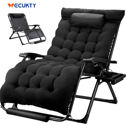 Oversized Zero Gravity Chair,VECUKTY XXL Ergonomic Patio Recliner Folding Reclining Chair for Indoor and Outdoor,Black