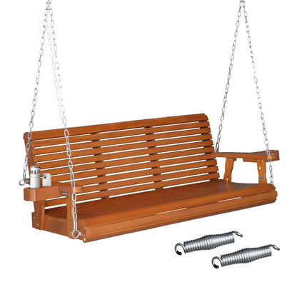 Zimtown Patio Wooden Porch Swing Swing Chair Bench Heavy Duty 880lbs with Hanging Chains for Outdoors,5 FT, White