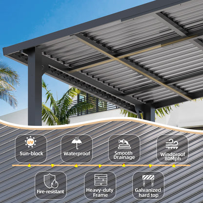 AECOJOY 10' x 12' Hardtop Gazebo, Heavy Duty Outdoor Gazebo with Galvanized Steel Sloping Roof, All Weatherproof Metal Gazebo Featuring Vertical Stripes for Patio, Backyard, and Lawns