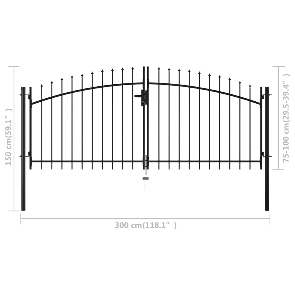 VidaXL Multi Sizes Double Door Fence Gate with Spear Top Outdoor Patio Barrier