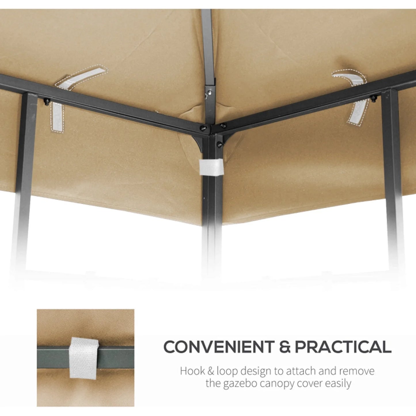 10x10 Ft Outdoor Patio Replacement Canopy Double Tiered Gazebo Tent Roof Top Cover Only Frame Not Include UV Protection Fade Resistant