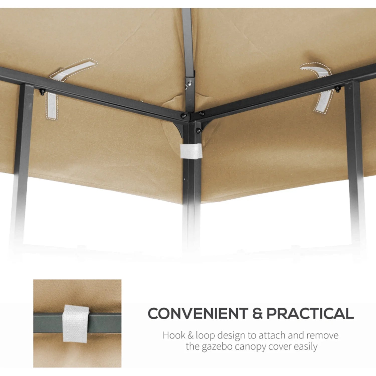 10x10 Ft Outdoor Patio Replacement Canopy Double Tiered Gazebo Tent Roof Top Cover Only Frame Not Include UV Protection Fade Resistant