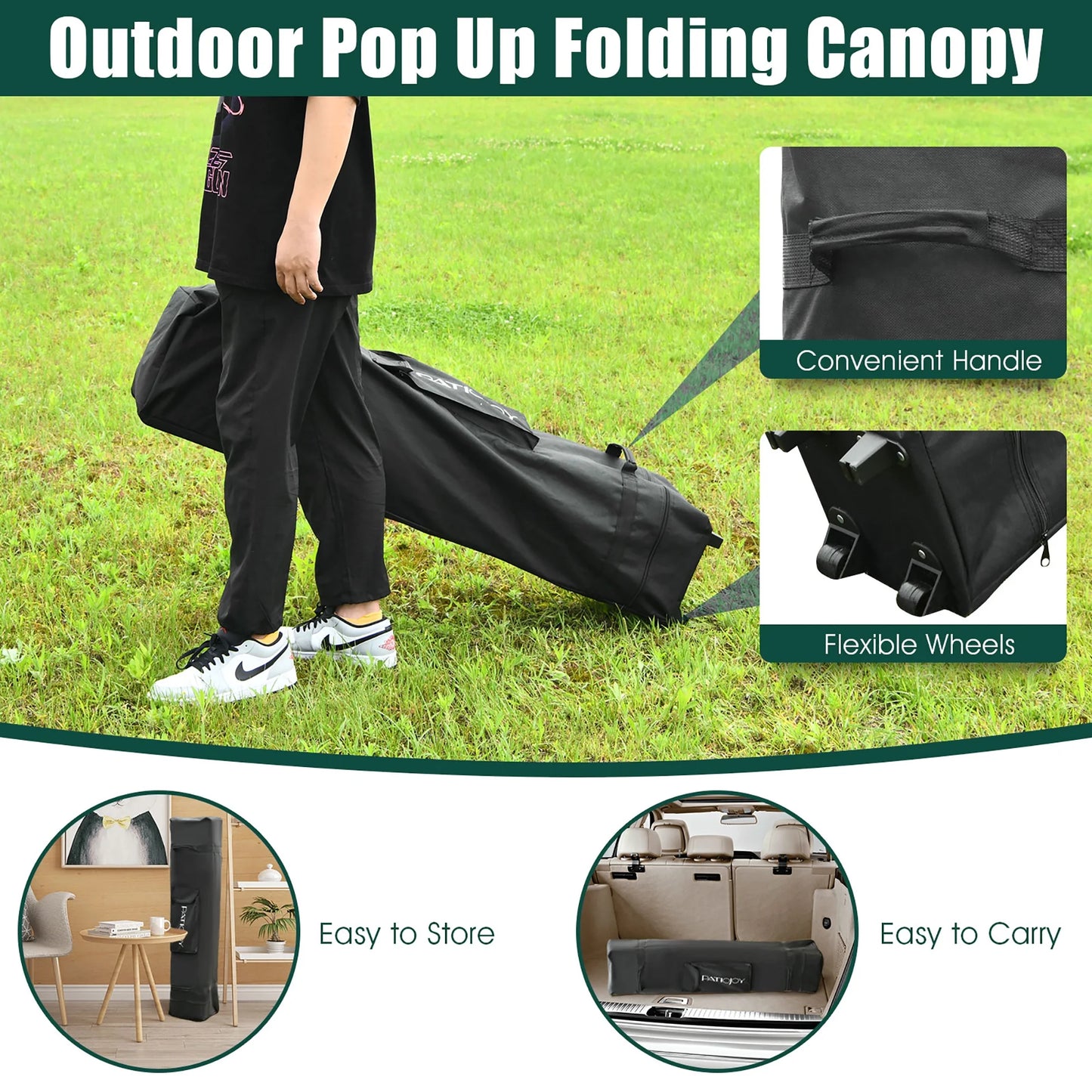 Costway 13'x13' Gazebo Canopy Shelter Awning Tent Patio Garden Green