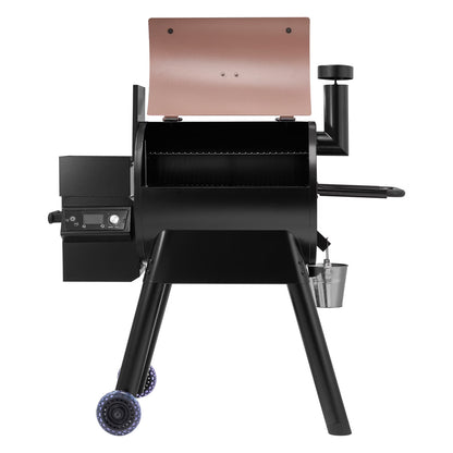 KFFKFF 575 Sq in Wood Fired Pellet Grill and Smoker, BBQ Grills with WiFi-app Management, LCD Display Controller for Outdoor Cooking, Patio and Backyard, Bronze Black