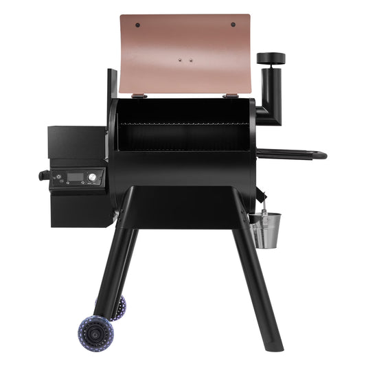 KFFKFF 575 Sq in Wood Fired Pellet Grill and Smoker, BBQ Grills with WiFi-app Management, LCD Display Controller for Outdoor Cooking, Patio and Backyard, Bronze Black