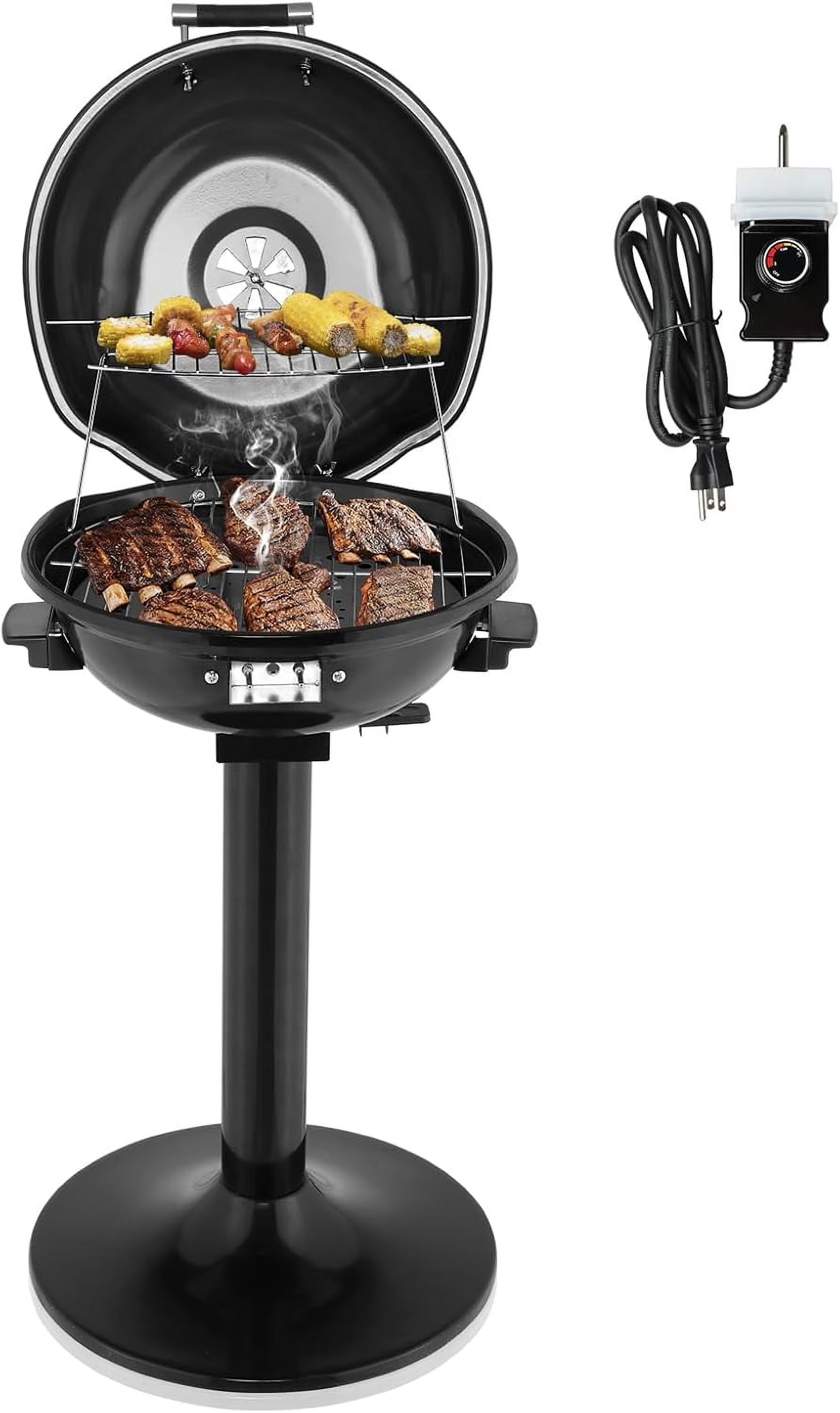 NALYL Indoor/Outdoor Electric Grill, 1600W Portable Removable Stand Grill with Double Layer Design for Countertops, BBQ, Patio & Backyard (Black)