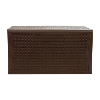 Merrick Lane Brown 120 Gallon Weather Resistant Outdoor Storage Box for Decks, Patios, Poolside and More