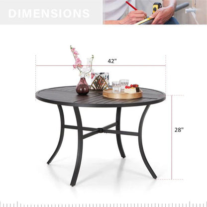 MF Studio 5 Pieces Patio Dining Set 1 Piece Metal Round Table & 4 Pieces Outdoor Swivel Chairs with Cushion