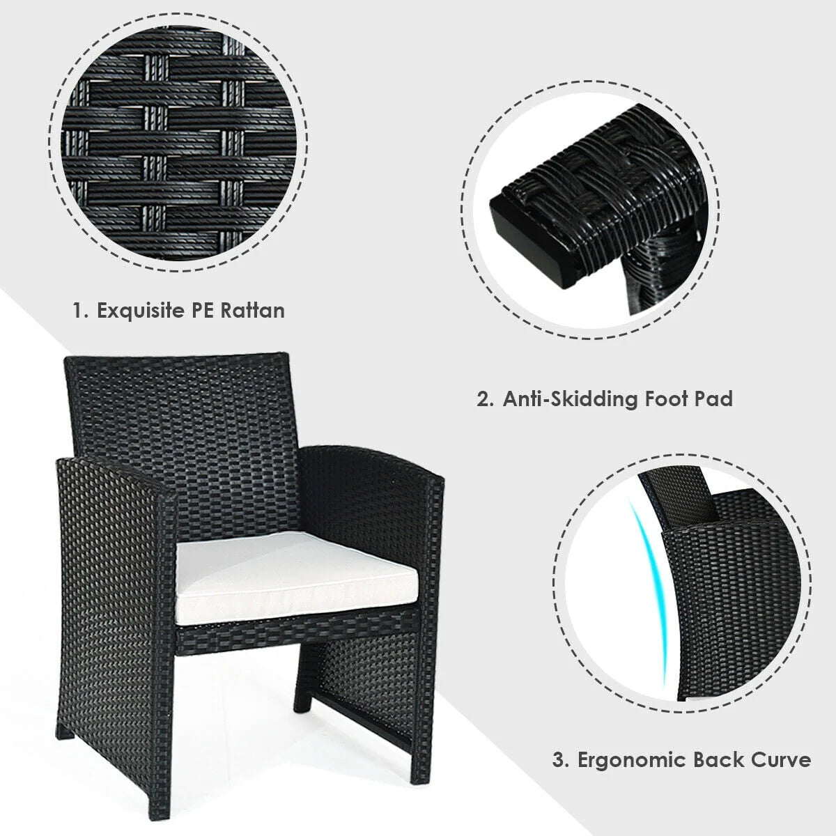 Costway 4PCS Patio Rattan Wicker Furniture Conversation Set Cushioned Sofa Table