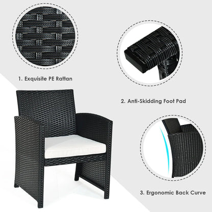 Costway 4PCS Patio Rattan Wicker Furniture Conversation Set Cushioned Sofa Table