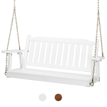 VINGLI Heavy Duty 880 LBS 4 FT Patio Wooden Porch Swing with Upgraded Adjustable Chains, Rustic