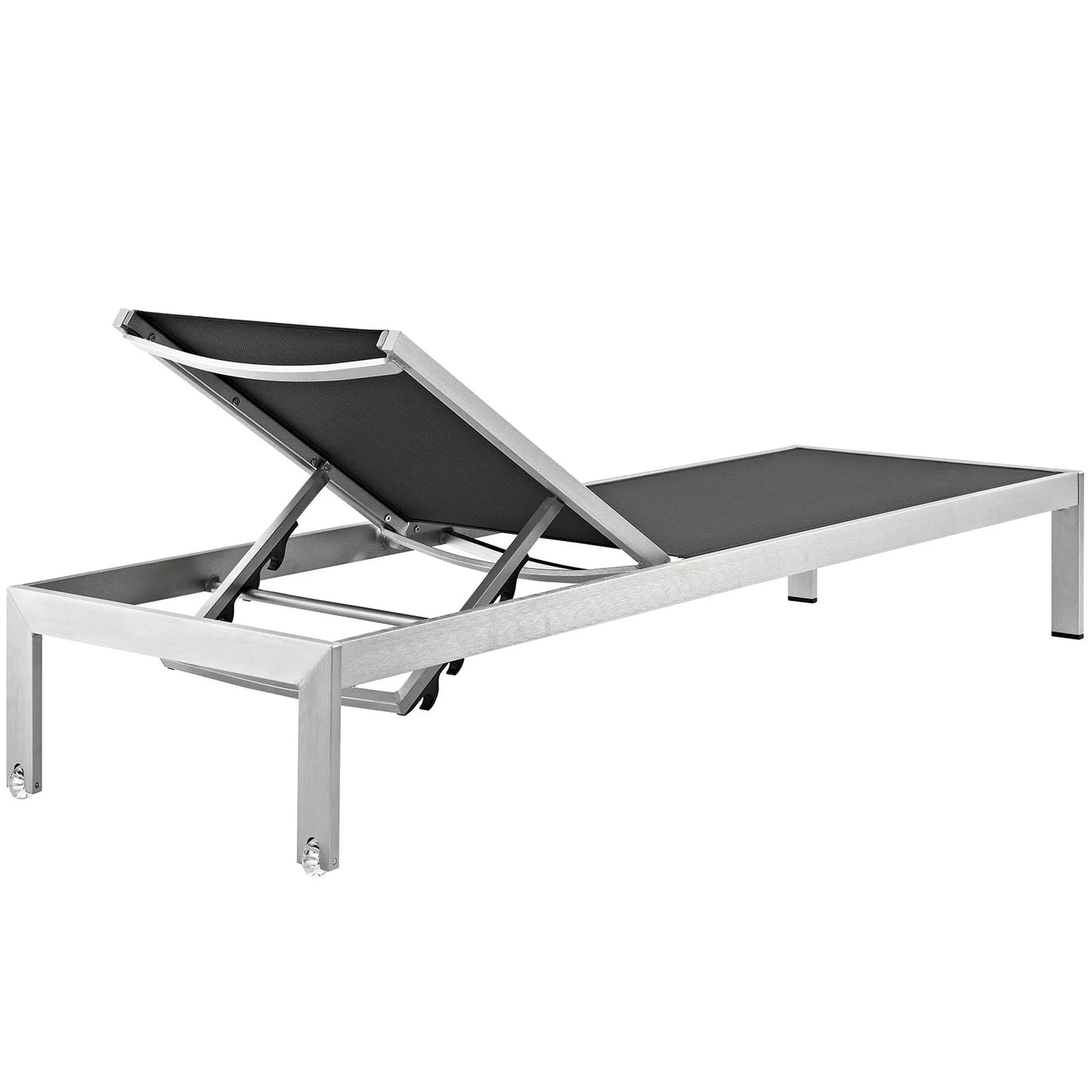 Modern Contemporary Urban Design Outdoor Patio Balcony Chaise Lounge Chair, Black, Metal Aluminum