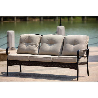 Direct Wicker Outdoor Iron 3 Seater Sofa with Cushions for Patio Red