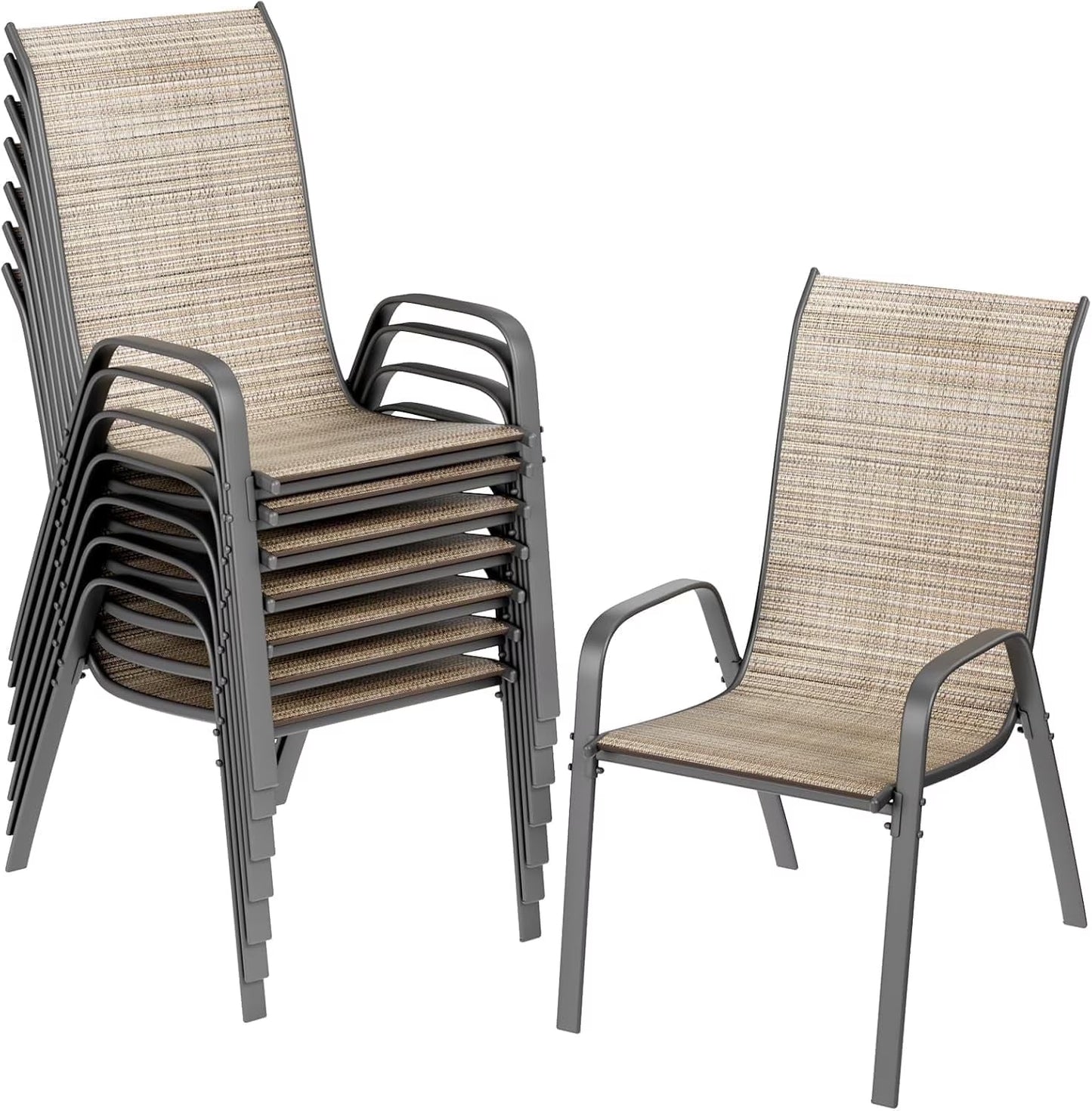 LAZY BUDDY Patio Chairs Set of 4, Stackable Outdoor Dining Chairs, Heavy Duty Breathable Chairs for Backyard, Garden, Lawn 330lbs