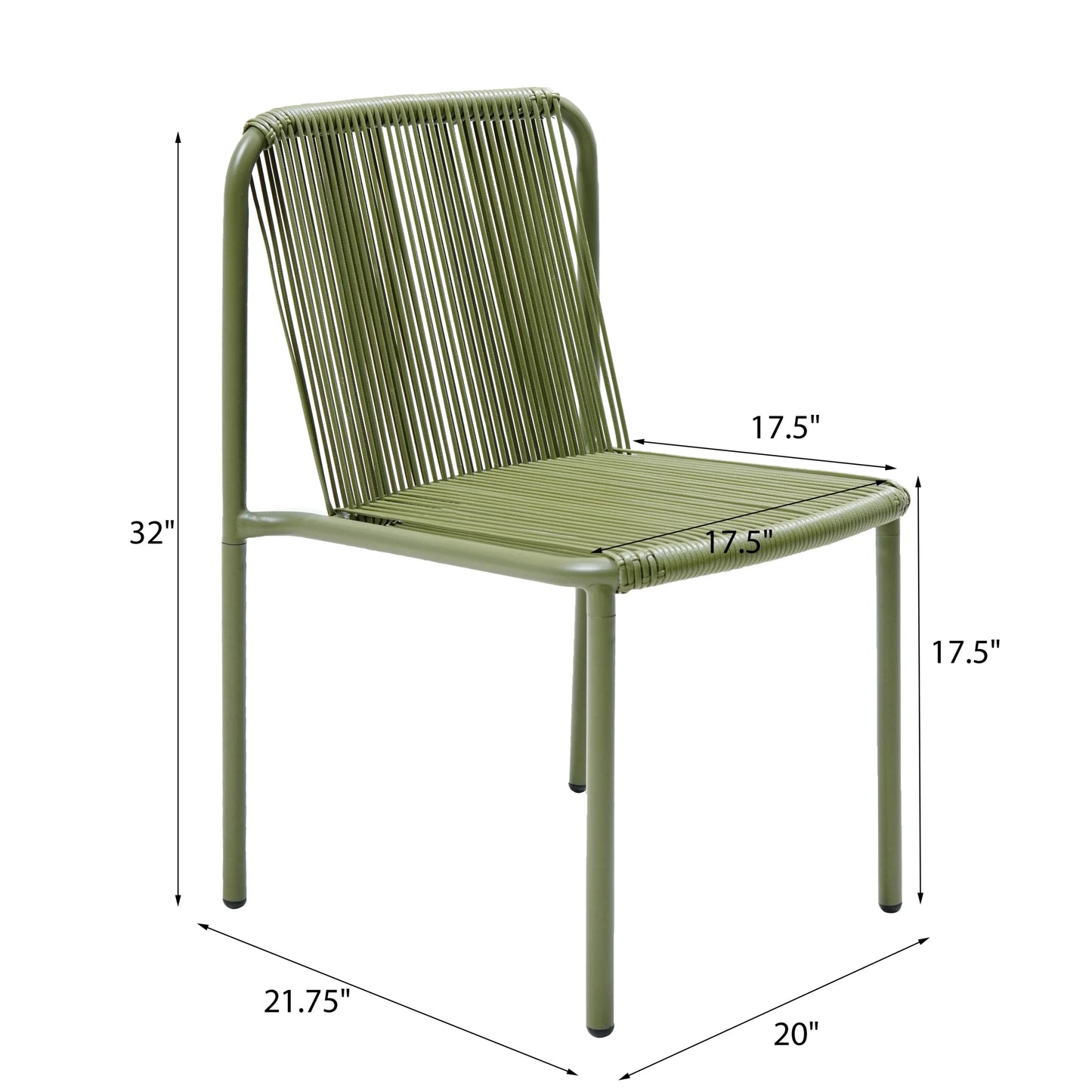 Christopher Knight Home Modern Rattan Patio Dining Chairs, Metal Frame, Green, Set of 2