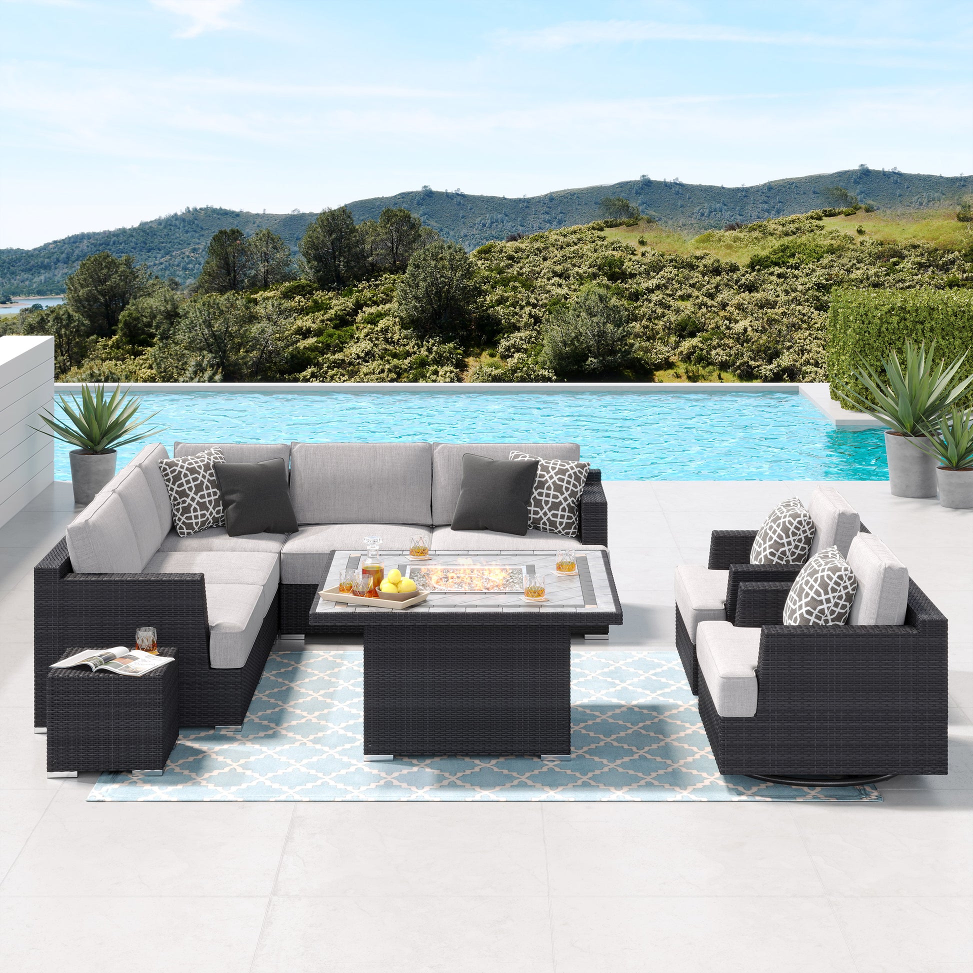 Sirio Niko 9-piece Fire Outdoor Patio Seating Set