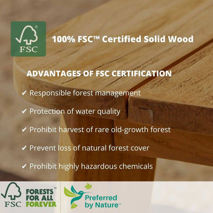Amazonia Oceanfront 9-Piece Teak Wood 100% FSC Patio Dining Set