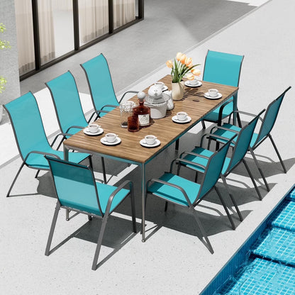 LAZY BUDDY Patio Chairs Set of 4, Stackable Outdoor Dining Chairs, Heavy Duty Breathable Chairs for Backyard, Garden, Lawn 330lbs