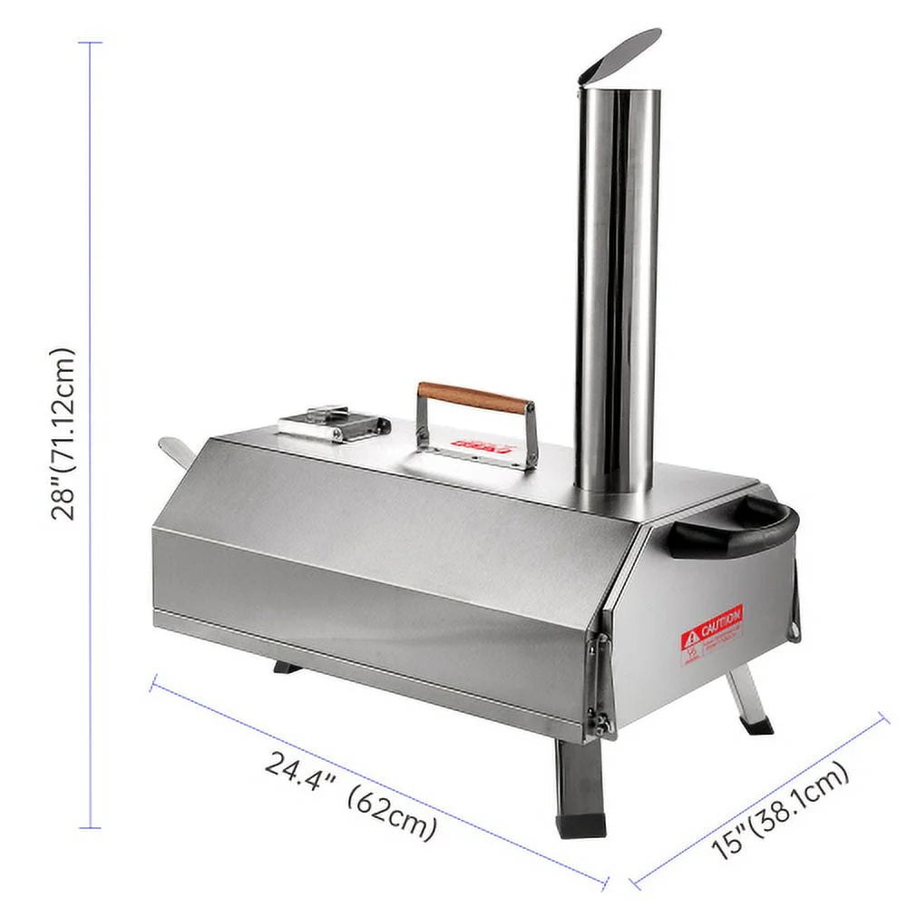 ACE-PATIO,12" Semi-Automatic Rotatable Outdoor Pizza Ovens,Stainless Steel Portable Wood Fired,Outdoor Cooking Pizza Maker with Timer,Built-in Thermometer,Pizza Cutter & Carry Bag(Silver)