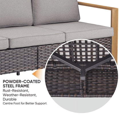 PARKWELL Outdoor 3-Seat Patio Sofa Furniture,Weather Resistant Wicker Couch with Deep Seat Anti-Slip Cushion,Gray