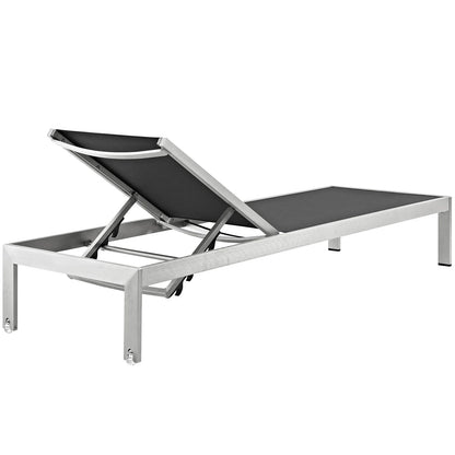 Modern Contemporary Urban Design Outdoor Patio Balcony Chaise Lounge Chair, Black, Metal Aluminum