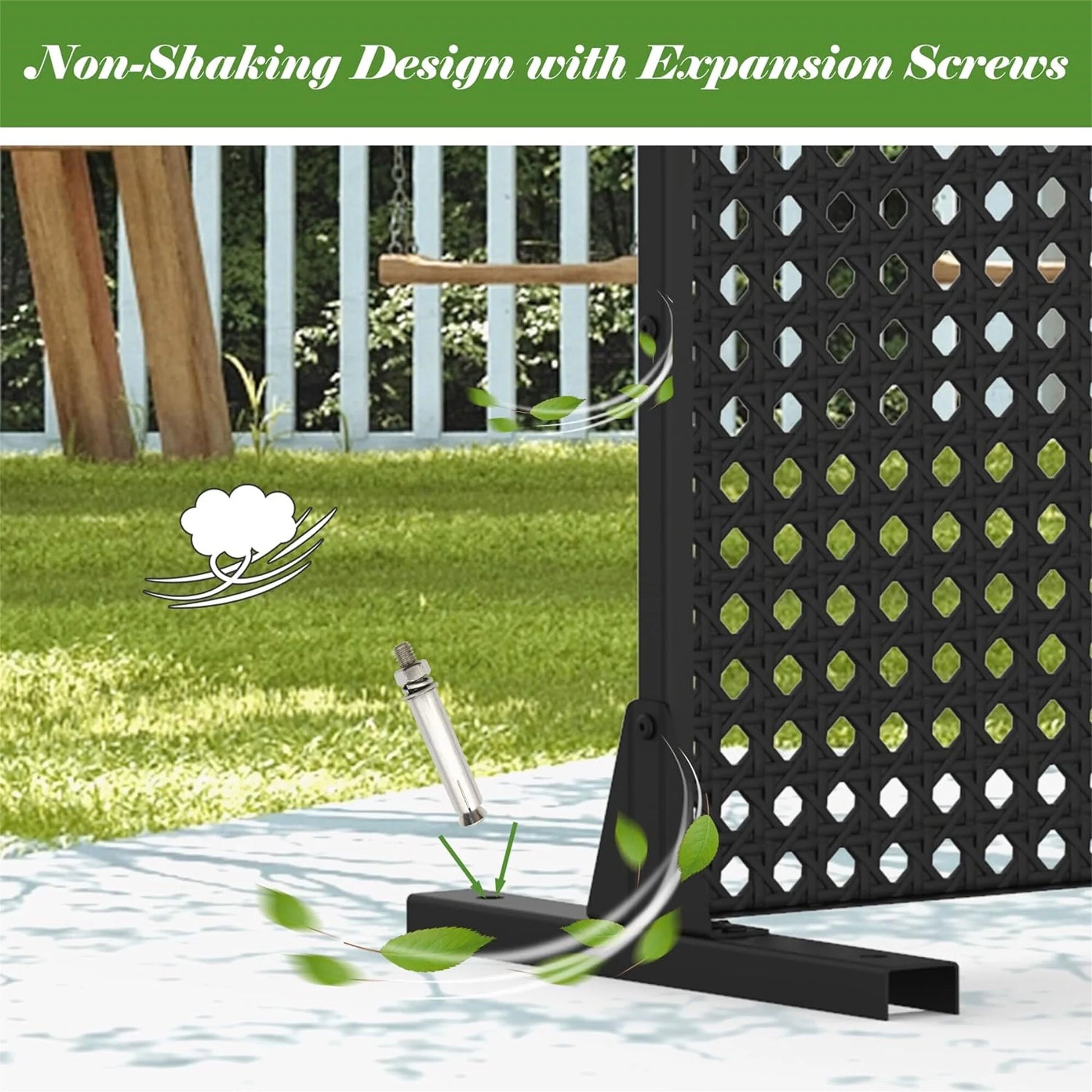 DUOSONG Metal Privacy Screen, Freestanding Outdoor Indoor Divider, Decorative Privacy Screen Panels For Balcony Patio Garden, Leaf-Shaped Black Steel Household Supplies & Dcor Privacy Screens
