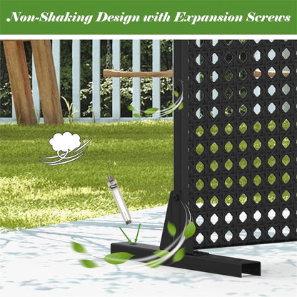 DUOSONG Metal Privacy Screen, Freestanding Outdoor Indoor Divider, Decorative Privacy Screen Panels For Balcony Patio Garden, Leaf-Shaped Black Steel Household Supplies & Dcor Privacy Screens