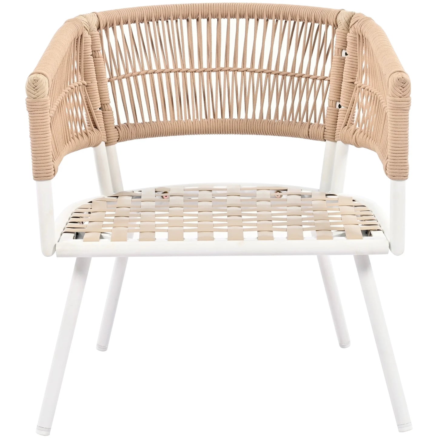 Outdoor Furniture With Thick Cushions & Wood Frame - Beige Rope Patio Fade- Exotic