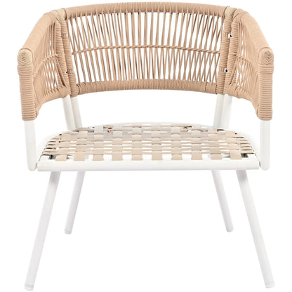 Outdoor Furniture With Thick Cushions & Wood Frame - Beige Rope Patio Fade- Exotic