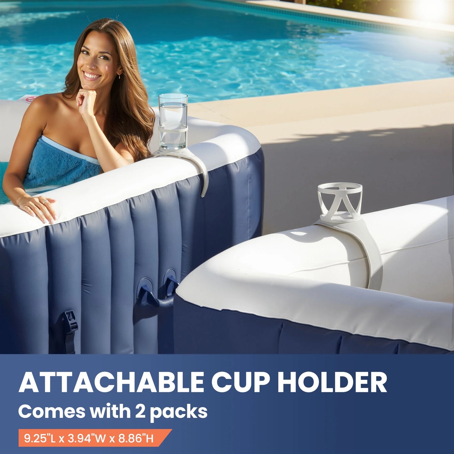Hot Tub for 4-6 Person, Seizeen Outdoor Patio Large Inflatable Hot Tub Home SPA, with 130pcs Massage Jets, 910L, 4 Filters, 2 Cup Holders, Lockable Cover, Storage Bag, Max 104° F, 73in, Navy