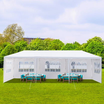10'x30' Canopy Tent, Canopy Party Tent with 5 Removable Sidewalls,Waterproof Gazebo Tent for Patio/Outdoor/Wedding Parties and Events, White