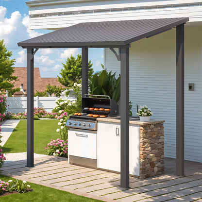 AECOJOY 10' x 12' Hardtop Gazebo, Heavy Duty Outdoor Gazebo with Galvanized Steel Sloping Roof, All Weatherproof Metal Gazebo Featuring Vertical Stripes for Patio, Backyard, and Lawns