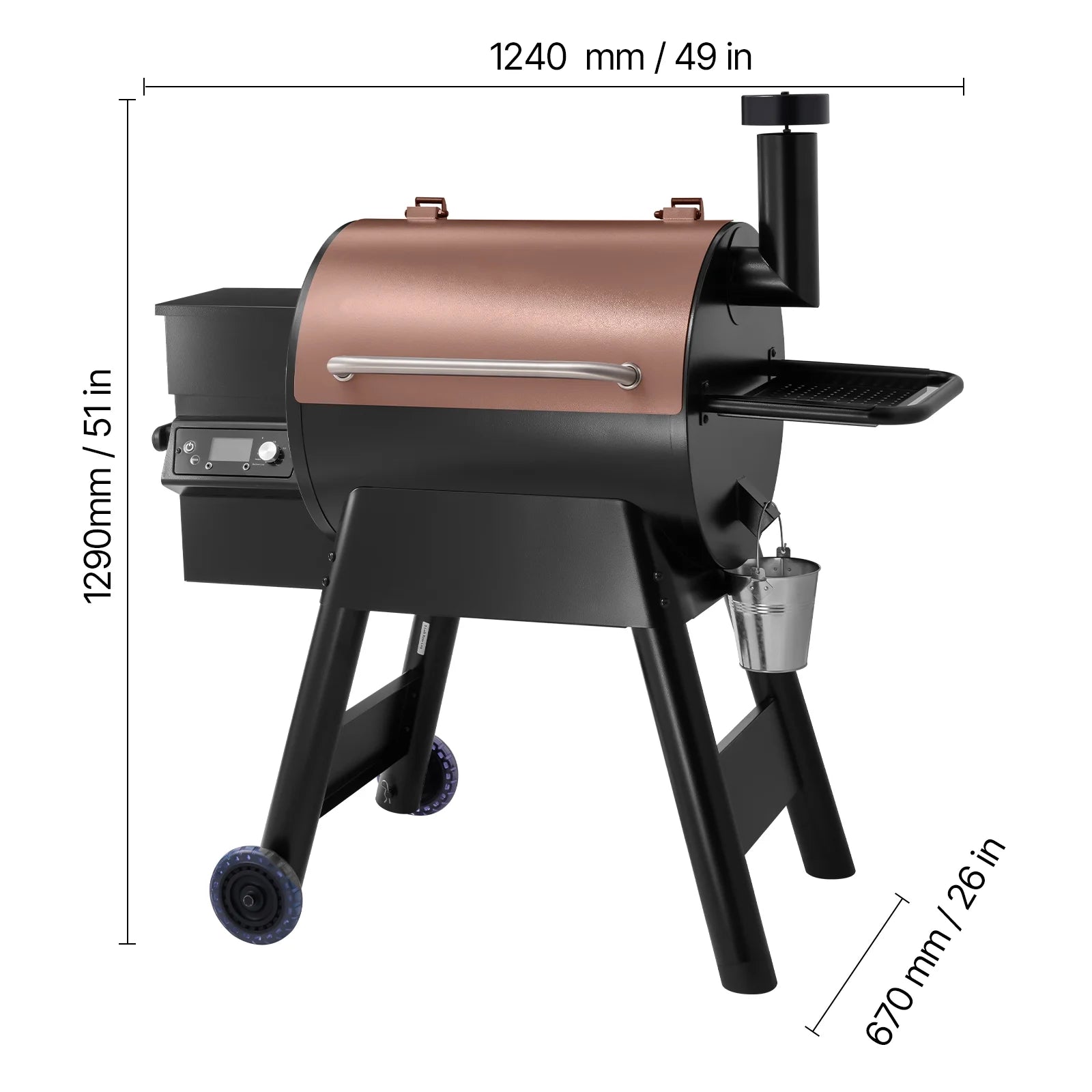 KFFKFF 575 sq in Wood Fired Pellet Grill and Smoker, BBQ Grills LCD Screen Controller for Outdoor Cooking, Patio and Backyard, Bronze Black