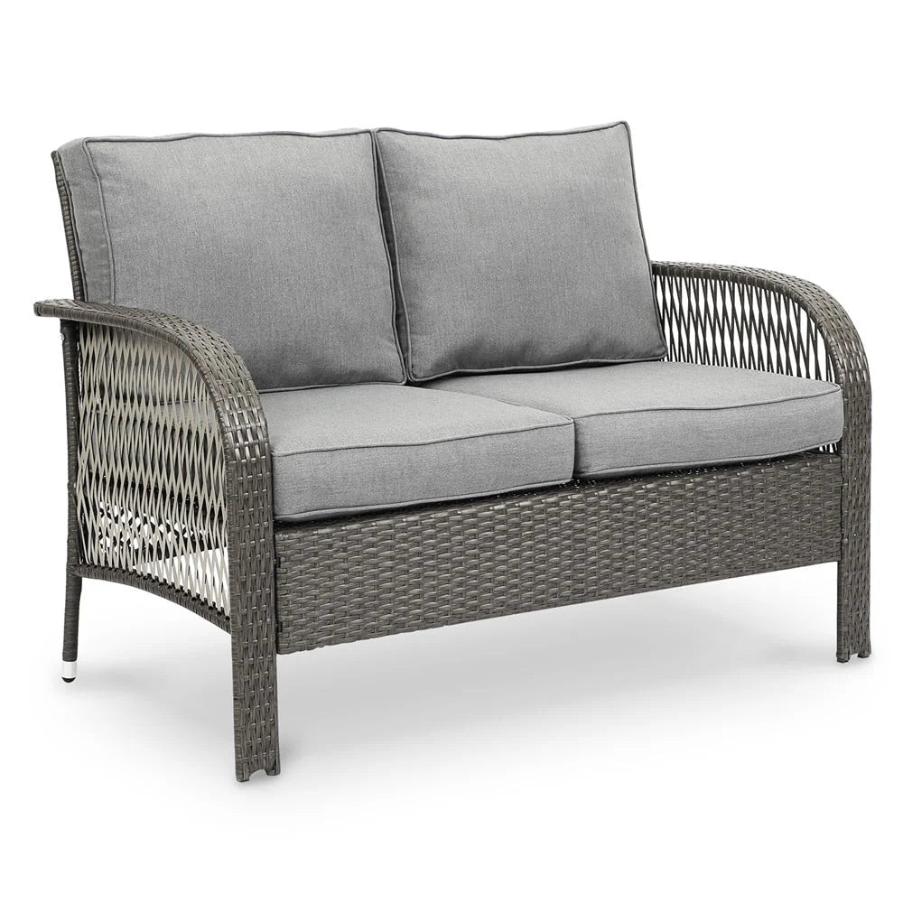 Superjoe Outdoor Furniture Sets 4 Pcs Patio Wicker Conversation Set Rattan Sofa with Coffee Table and Cushions, Gary