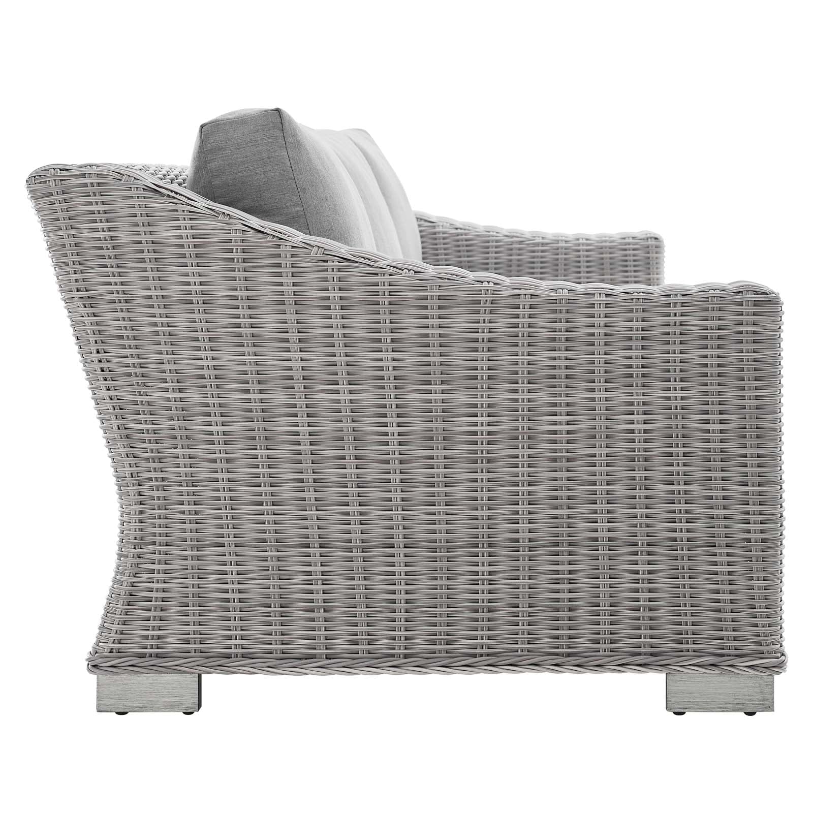 Modway Conway Sunbrella® Outdoor Patio Wicker Rattan 5-Piece Furniture Set in Light Gray Gray