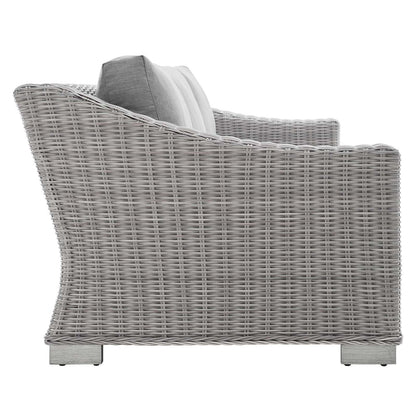 Modway Conway Sunbrella® Outdoor Patio Wicker Rattan 5-Piece Furniture Set in Light Gray Gray