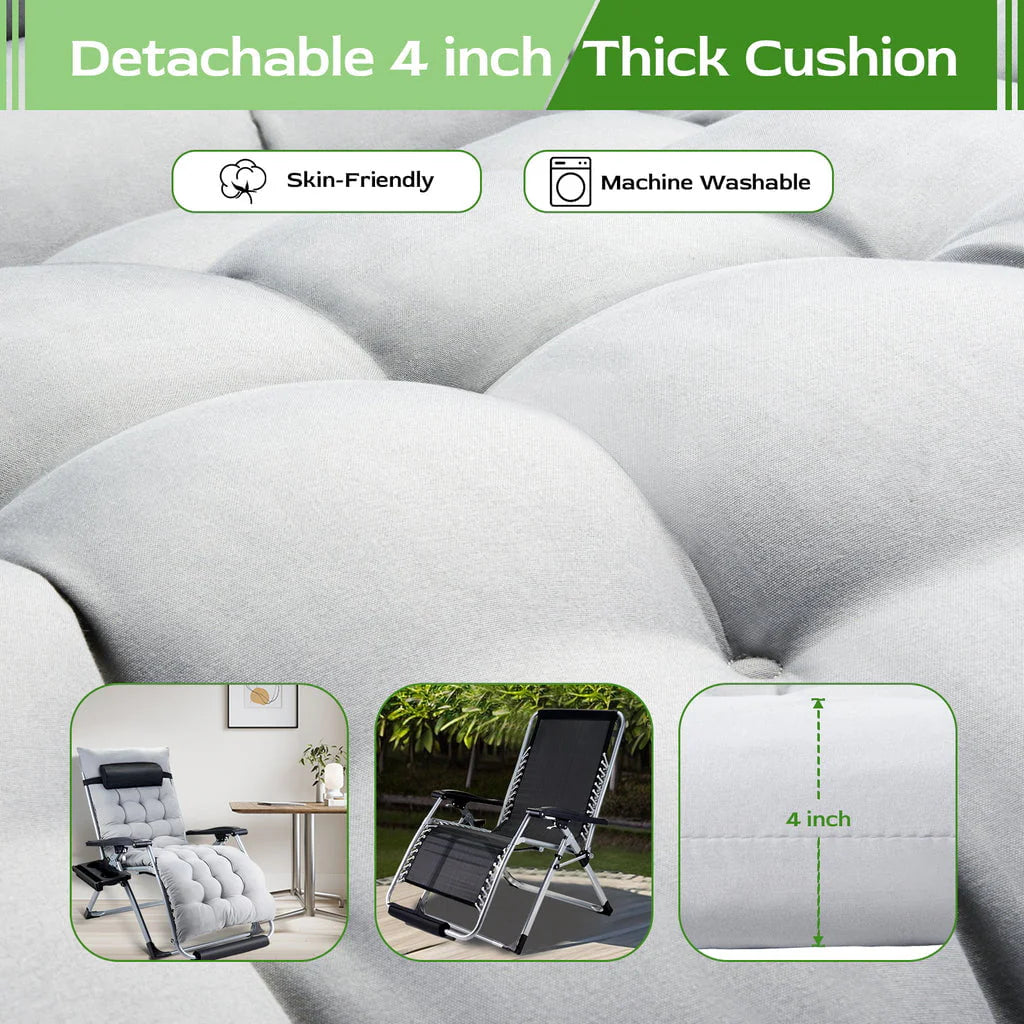 Oversized Zero Gravity Chair,VECUKTY Oversized XL Ergonomic Patio Recliner Folding Reclining Chair for Indoor and Outdoor,Gray
