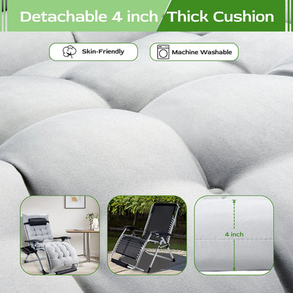 Oversized Zero Gravity Chair,VECUKTY Oversized XL Ergonomic Patio Recliner Folding Reclining Chair for Indoor and Outdoor,Gray