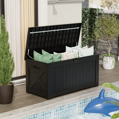 Homall 120 Gallon Outdoor Patio Box Deck Plastic Resin Storage Box Backyard, Black
