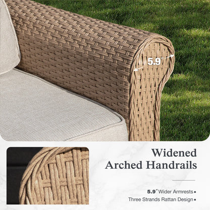 Sophia & William 6 Pieces Wicker Patio Furniture Set 7-Seat Outdoor Cushioned Conversation Set with Coffe Table, Beige