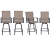 Sophia & William 2 Pcs Outdoor Swivel Metal Bar Stools Patio Height Textilene Chairs in Brown