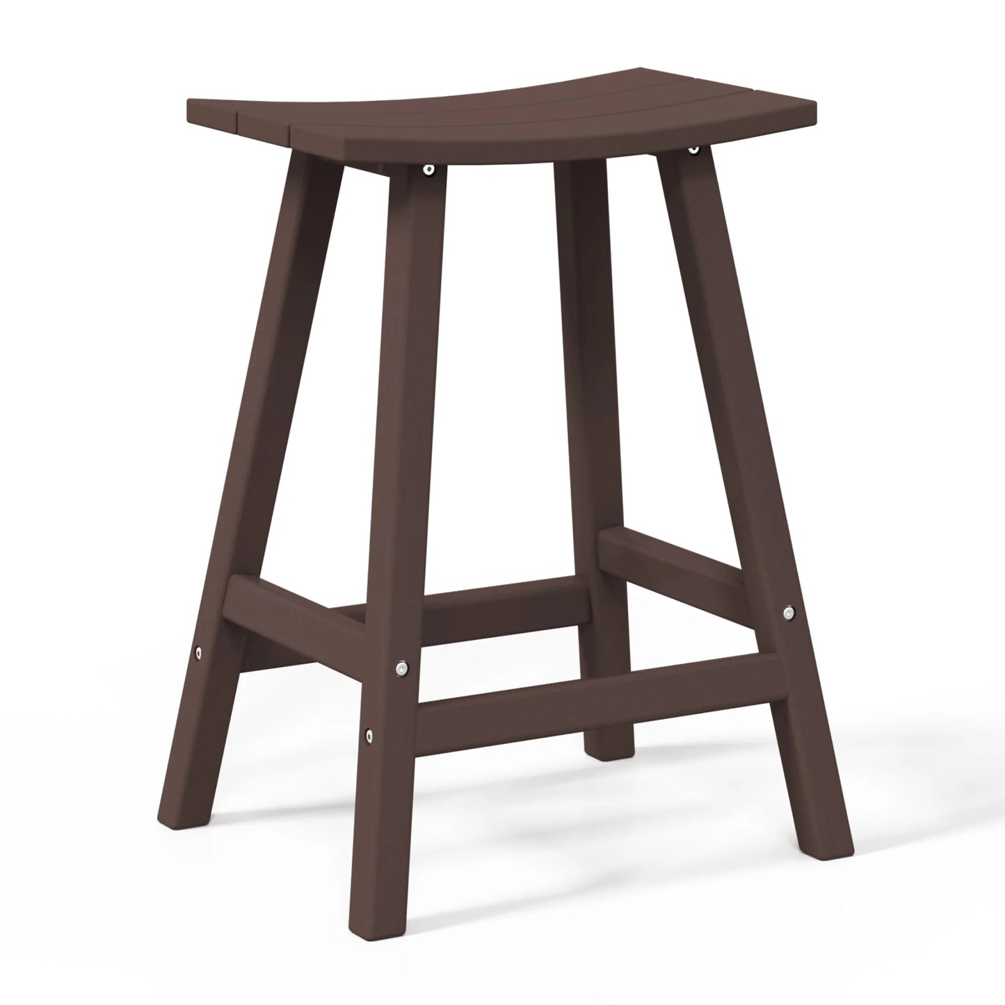 WestinTrends Malibu HDPE Outdoor Patio 24" Bar Stool Saddle Seat (Set of 2), Dark Brown