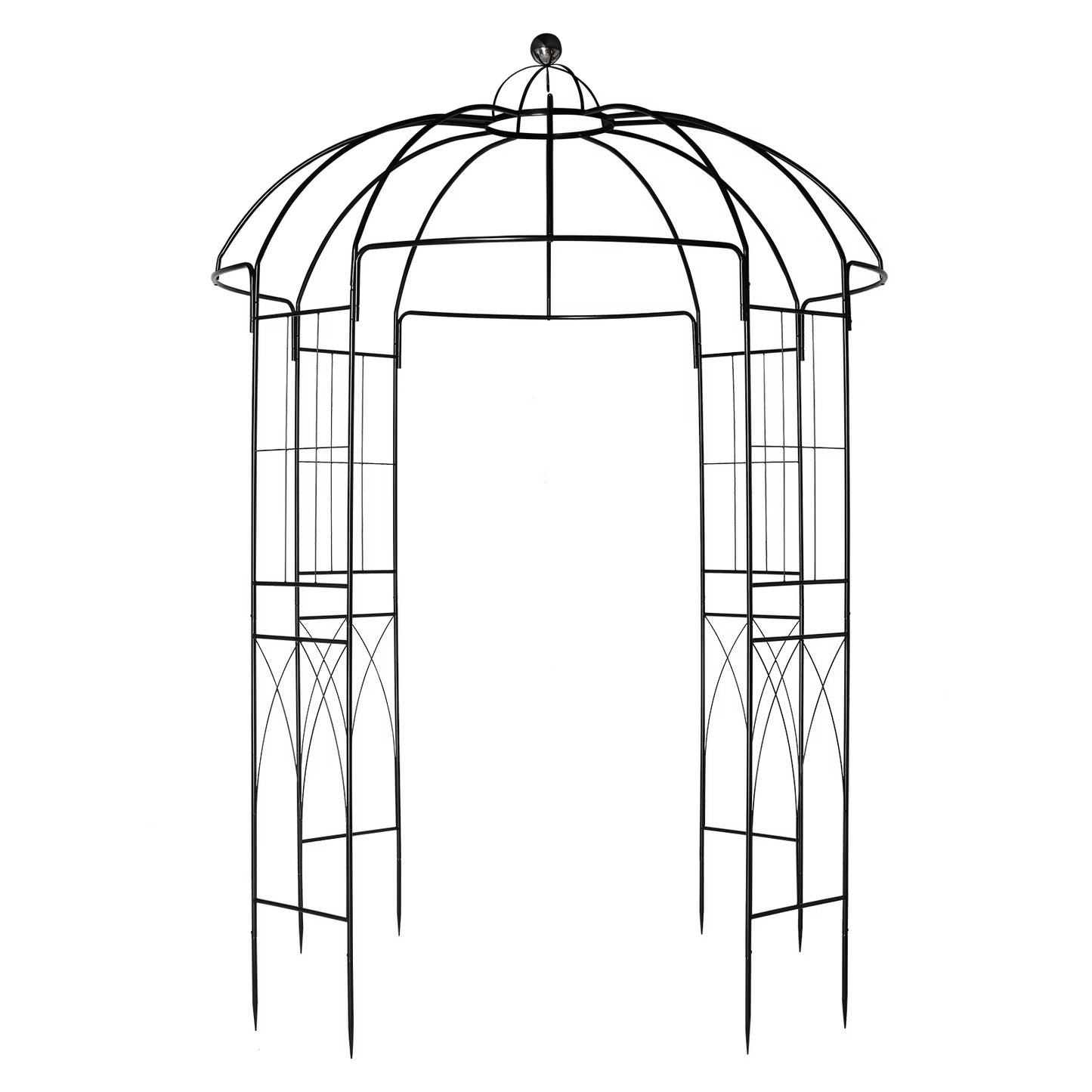 IVV Birdcage Shape Garden Arch, 8.9'Hx6.8'Dia, Pergola Plant Climbing Trellis Arbor Heavy Duty Metal Gazebo Garden Arch for Outdoor Arbor Climbing Plants Backyard Patio Wedding Ceremony, Black